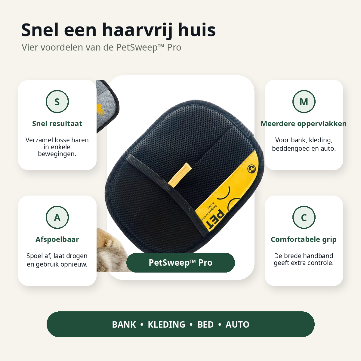 PetSweep™ Pro – Elektrostatische Dierenhaar Handschoen