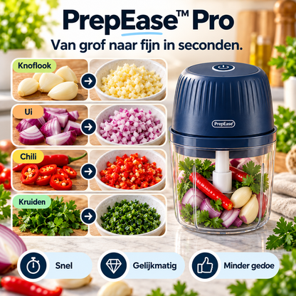 PrepEase™ Pro l Mini Keukenhakker & Mixer Hak, meng en kluts in seconden – zonder eindeloos snijwerk