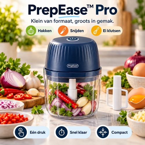PrepEase™ Pro l Mini Keukenhakker & Mixer Hak, meng en kluts in seconden – zonder eindeloos snijwerk