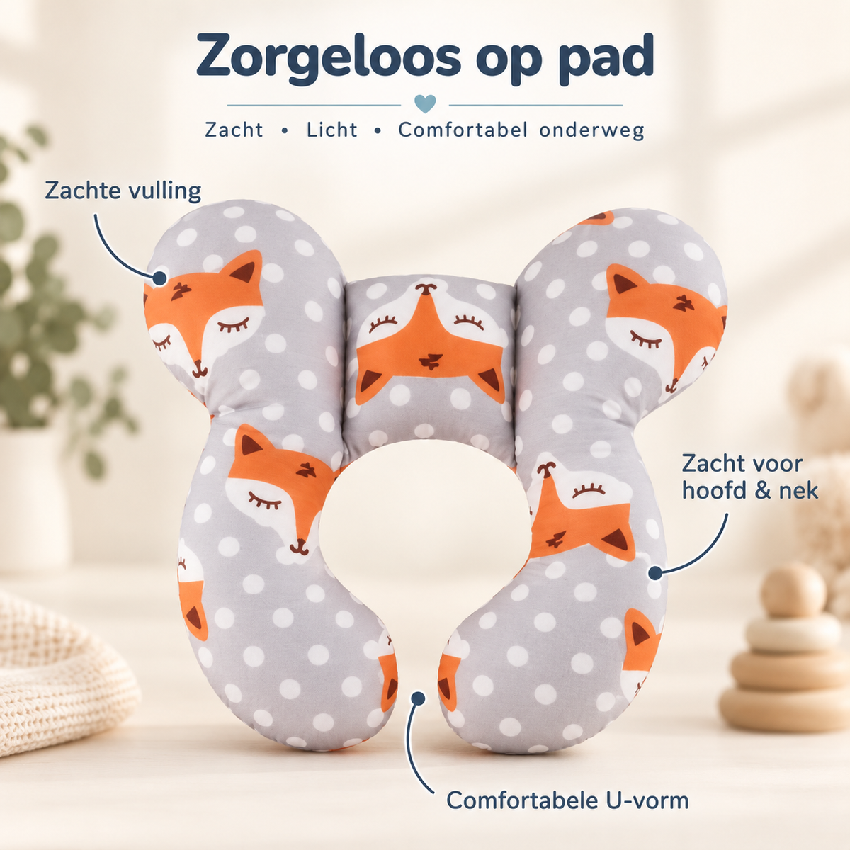 NestEase™ Pro – Zachte steun voor hoofd & nek, meer comfort onderweg