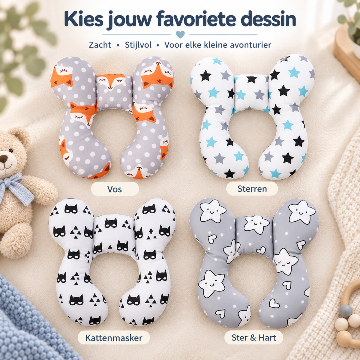 NestEase™ Pro – Zachte steun voor hoofd & nek, meer comfort onderweg