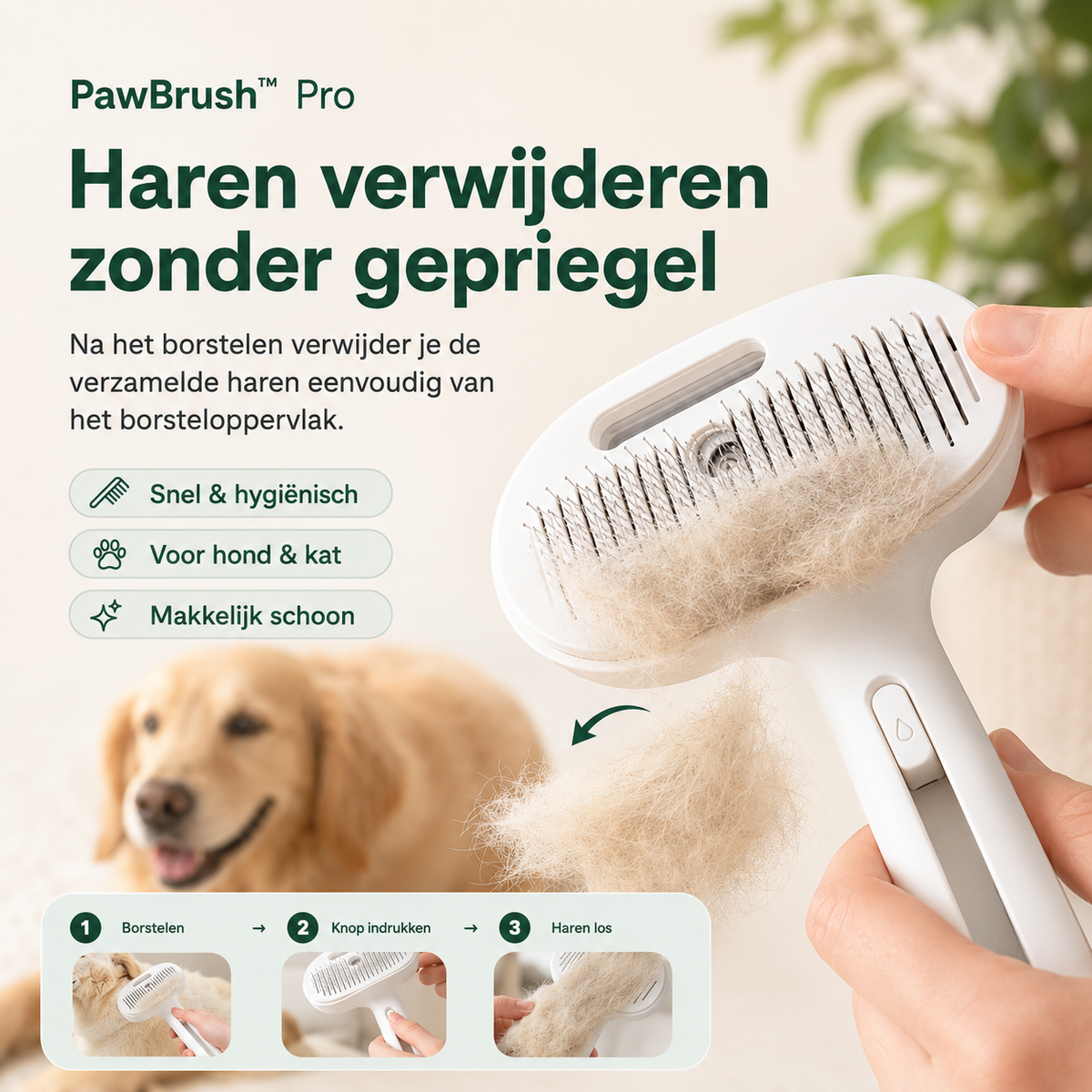 PawBrush™ Pro l  Minder losse haren in huis, meer gemak bij elke borstelbeurt