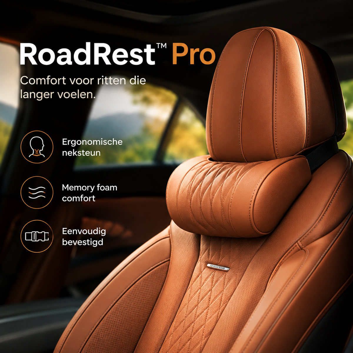 RoadRest™ Pro l Vult de ruimte achter je nek voor comfortabelere autoritten