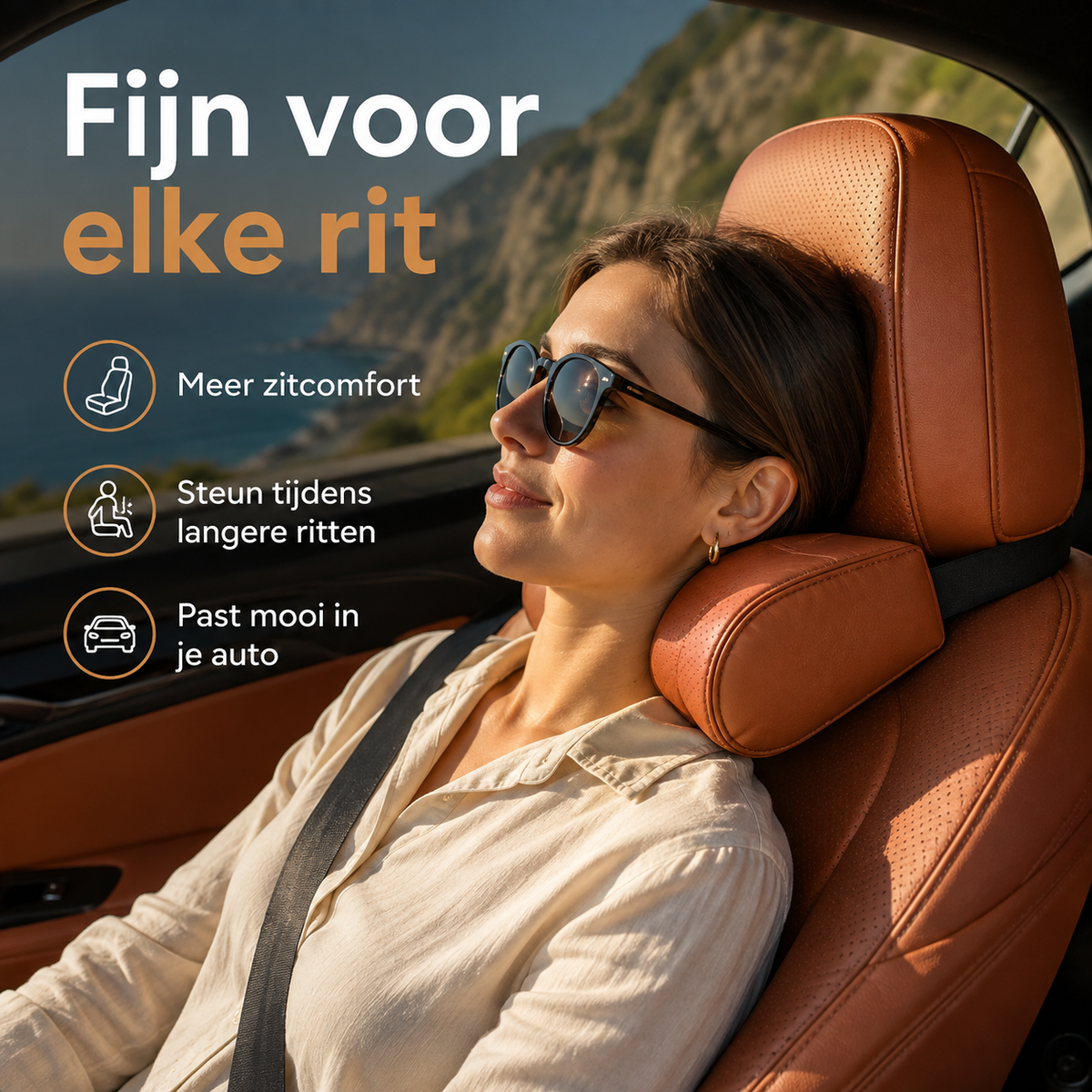 RoadRest™ Pro l Vult de ruimte achter je nek voor comfortabelere autoritten