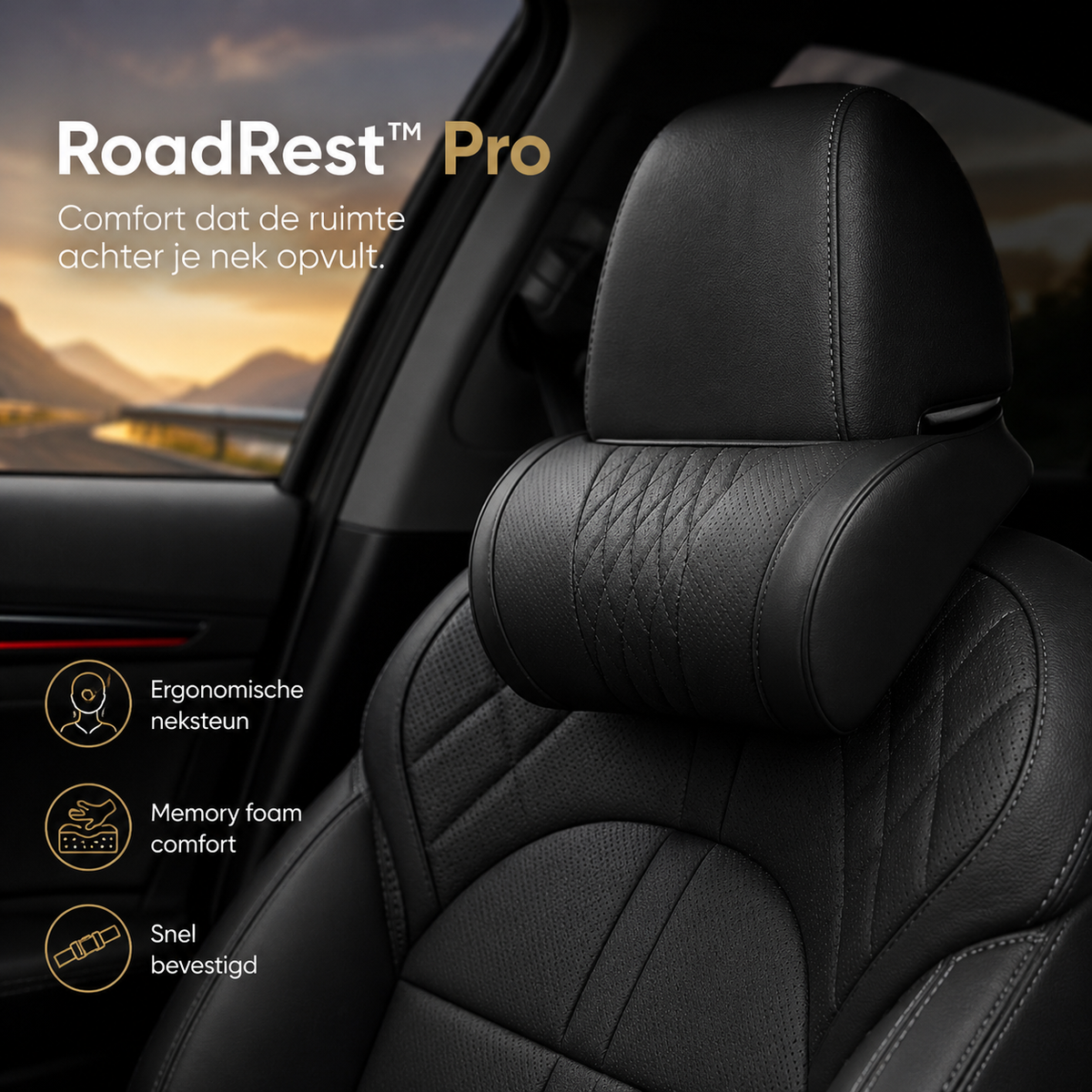 RoadRest™ Pro l Vult de ruimte achter je nek voor comfortabelere autoritten