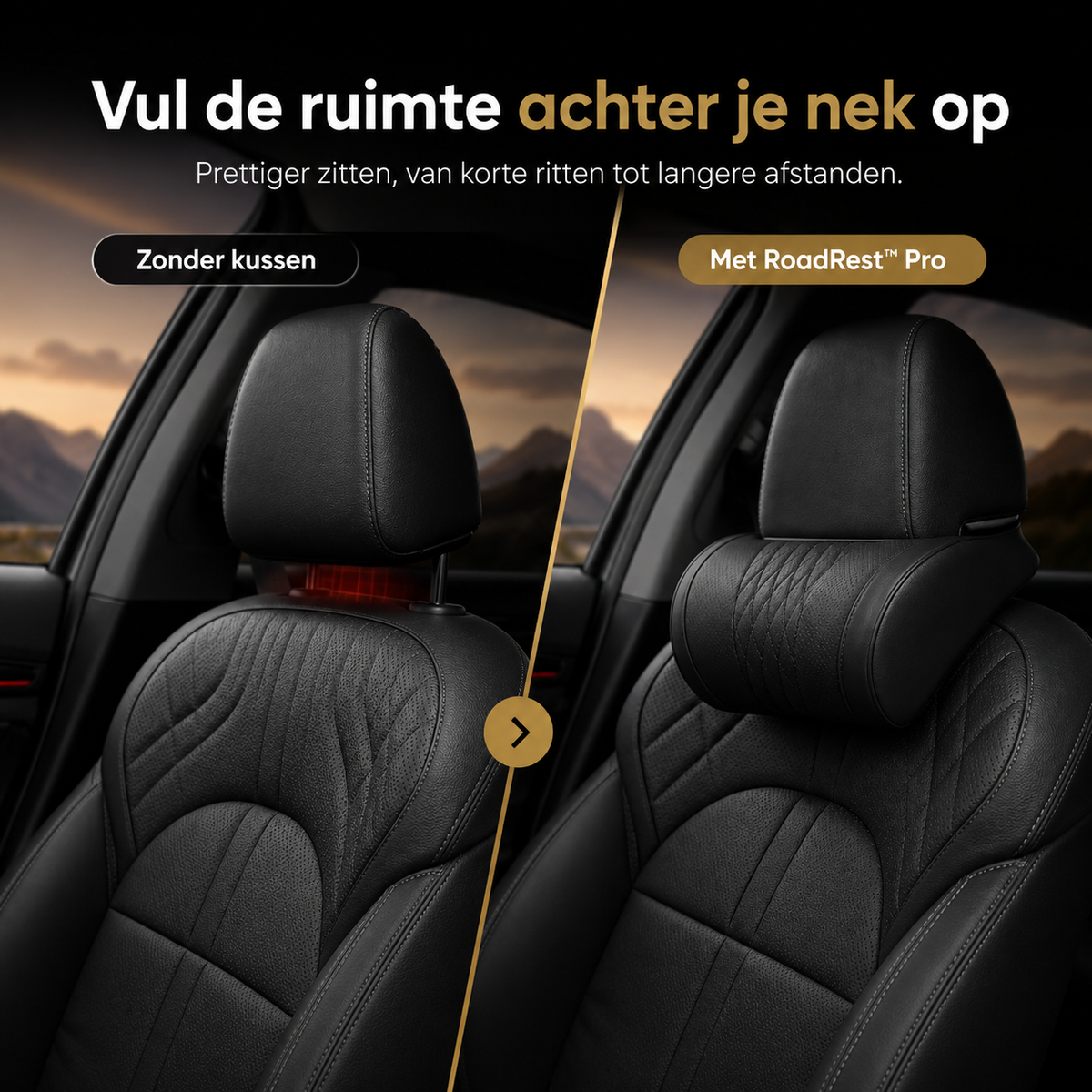 RoadRest™ Pro l Vult de ruimte achter je nek voor comfortabelere autoritten