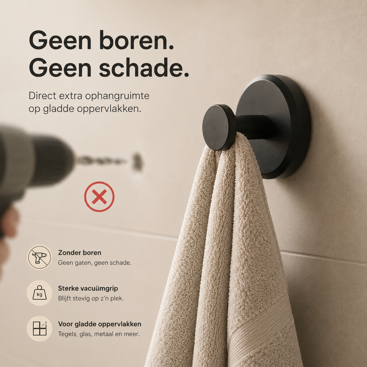 GripLock™ Pro – Vacuümhaak Zonder Boren