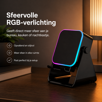RiffDock™ Pro l Meer geluid, handsfree kijkcomfort en sfeervolle verlichting in één slimme standaard