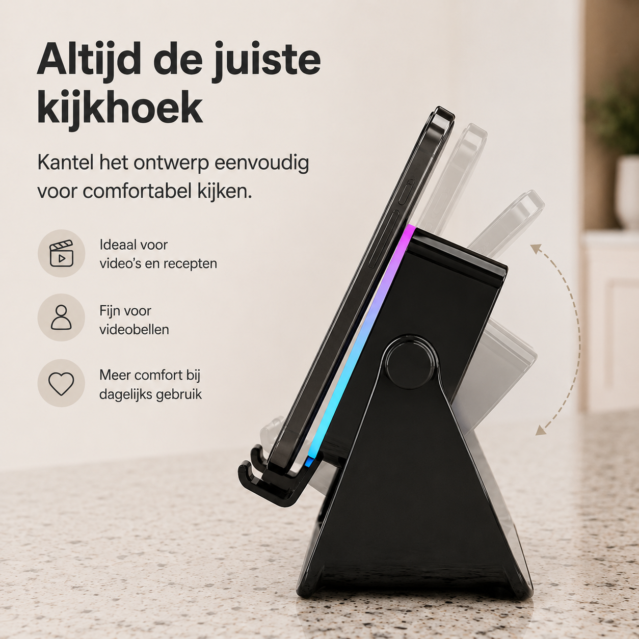 RiffDock™ Pro l Meer geluid, handsfree kijkcomfort en sfeervolle verlichting in één slimme standaard