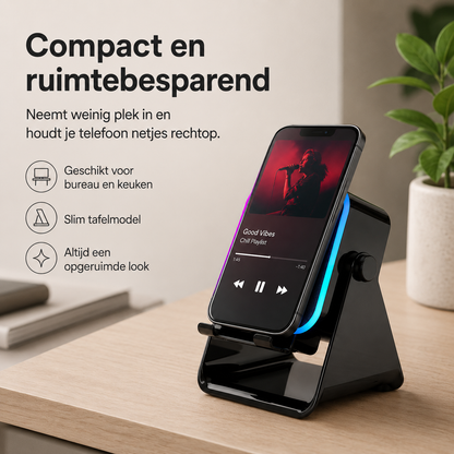 RiffDock™ Pro l Meer geluid, handsfree kijkcomfort en sfeervolle verlichting in één slimme standaard