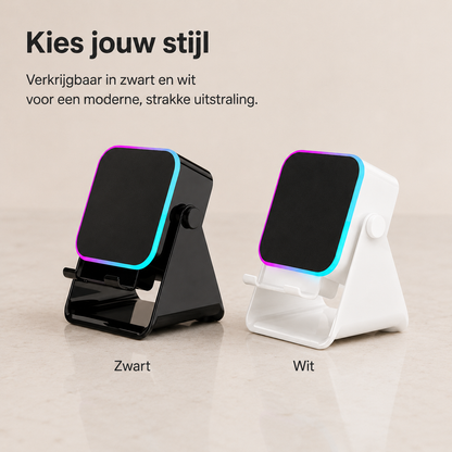 RiffDock™ Pro l Meer geluid, handsfree kijkcomfort en sfeervolle verlichting in één slimme standaard