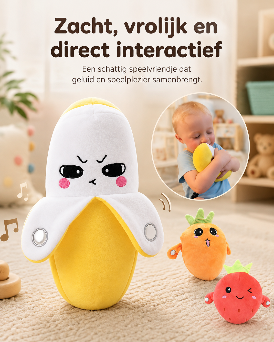 JoyTap™ Interactieve Muziekknuffel l Raak. Lach. Maak samen muziek.