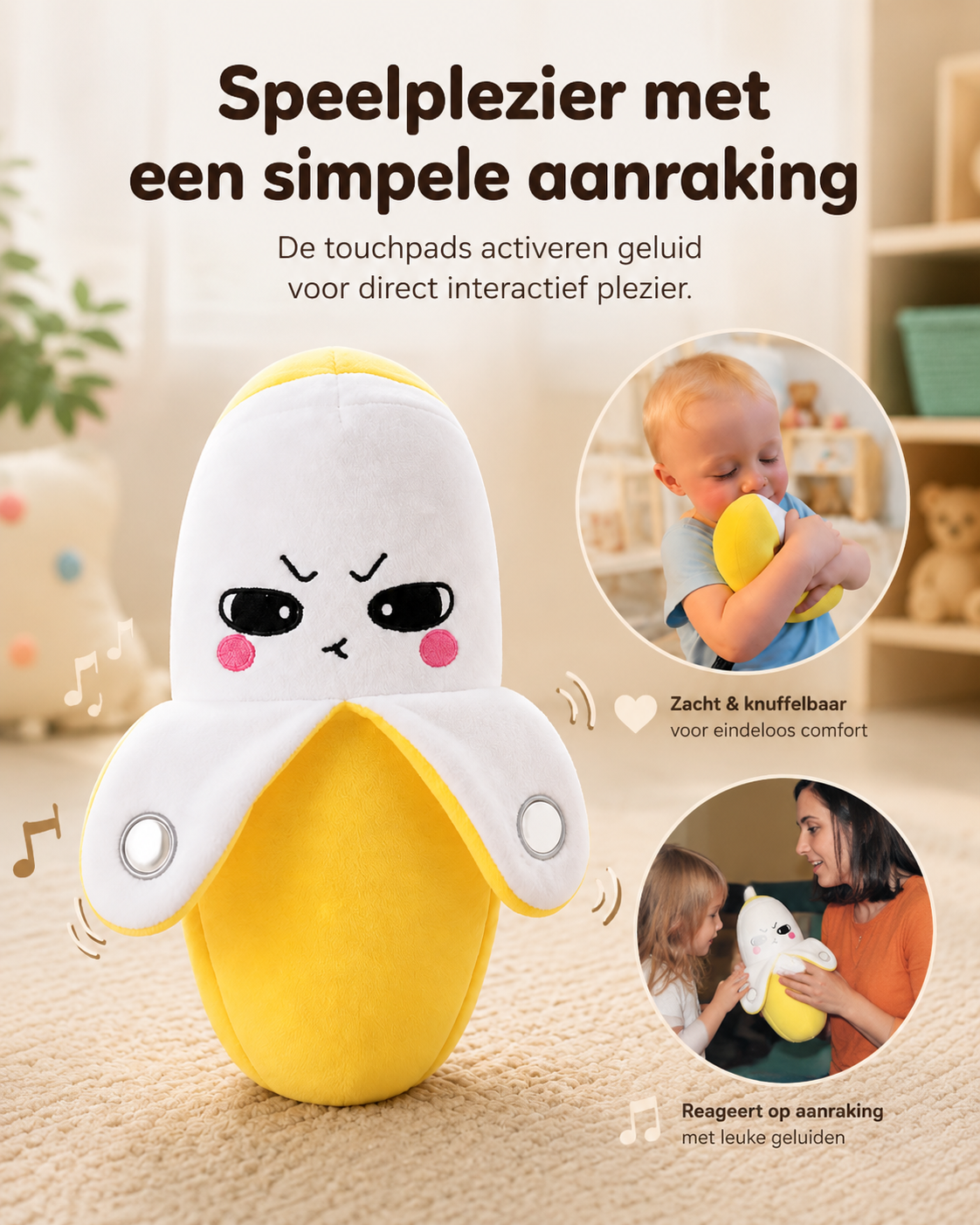 JoyTap™ Interactieve Muziekknuffel l Raak. Lach. Maak samen muziek.