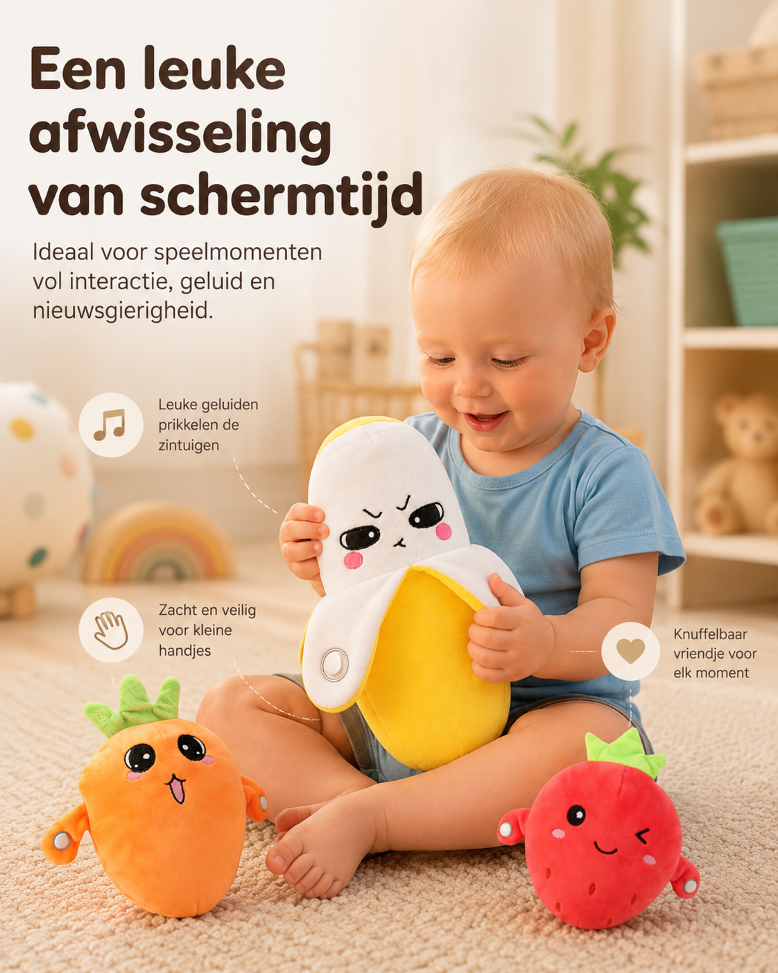 JoyTap™ Interactieve Muziekknuffel l Raak. Lach. Maak samen muziek.