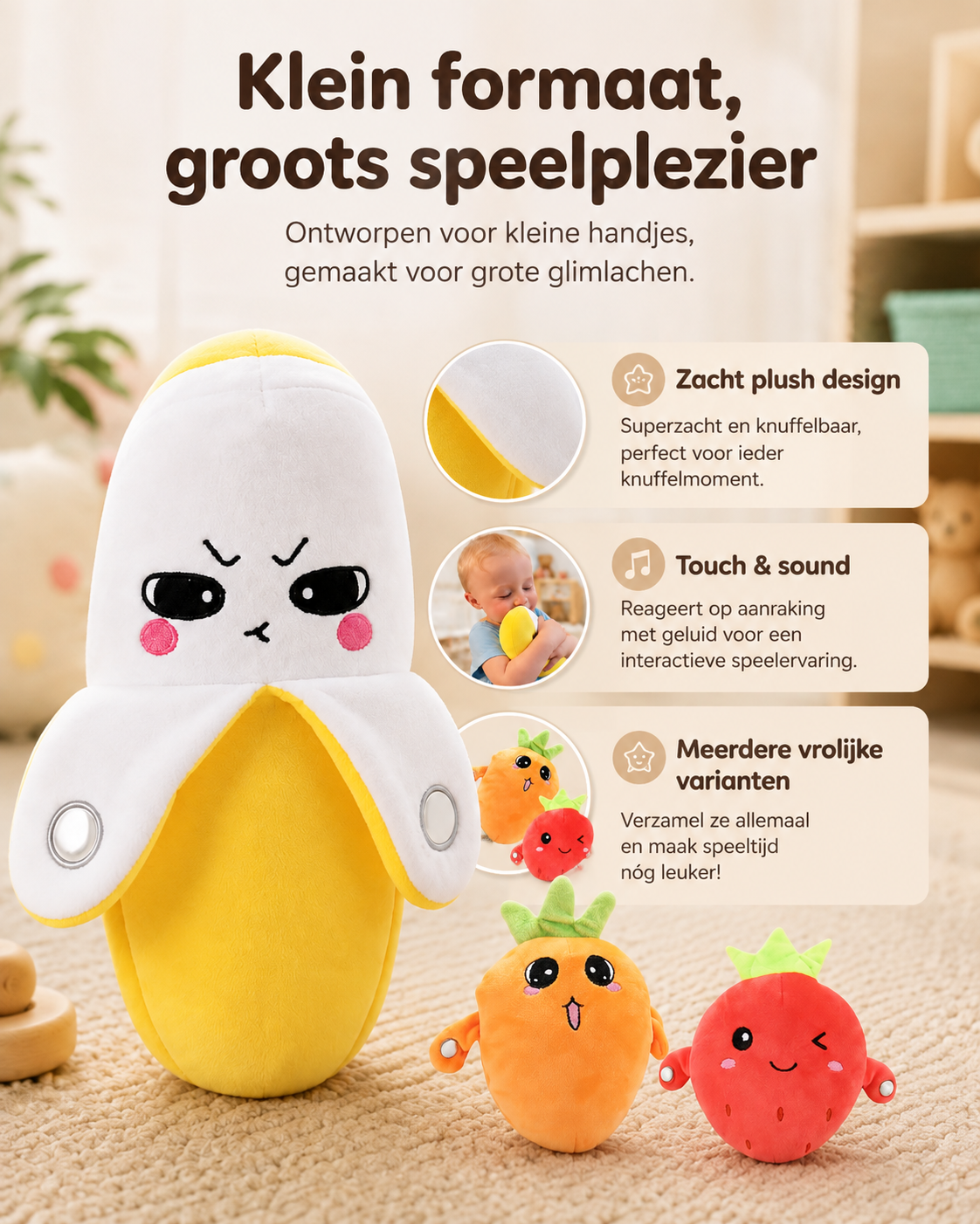 JoyTap™ Interactieve Muziekknuffel l Raak. Lach. Maak samen muziek.