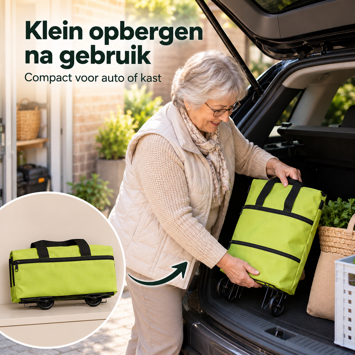 CarryEase™ Pro – Opvouwbare 2-in-1 Boodschappentrolley l Neem meer boodschappen mee zonder zwaar te sjouwen
