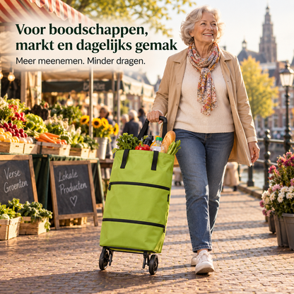 CarryEase™ Pro – Opvouwbare 2-in-1 Boodschappentrolley l Neem meer boodschappen mee zonder zwaar te sjouwen