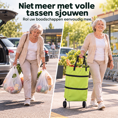 CarryEase™ Pro – Opvouwbare 2-in-1 Boodschappentrolley l Neem meer boodschappen mee zonder zwaar te sjouwen