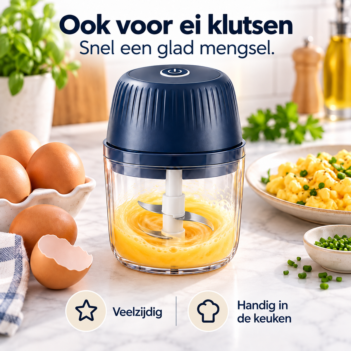 PrepEase™ Pro l Mini Keukenhakker & Mixer Hak, meng en kluts in seconden – zonder eindeloos snijwerk