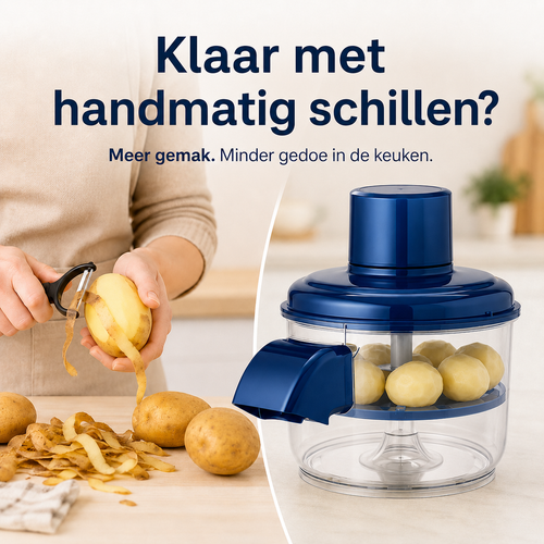 PeelEase™ Pro – Elektrische Aardappel- & Groenteschiller l Klaar met eindeloos handmatig schillen? PealEase™ neemt het vervelende werk voor je uit handen