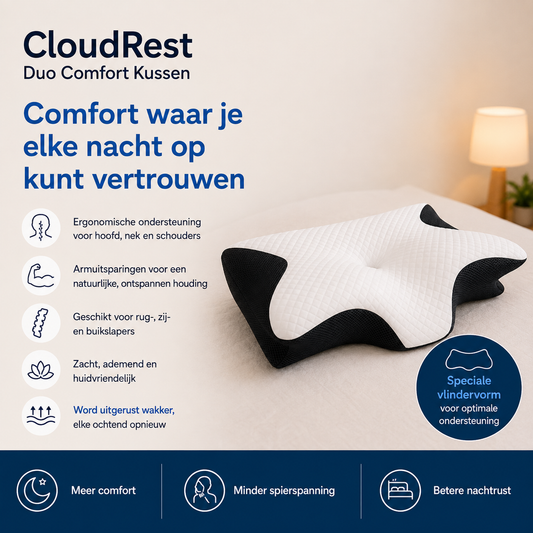 CloudRest™ Duo Comfort Kussen l Word uitgerust wakker, niet meer stijf of moe