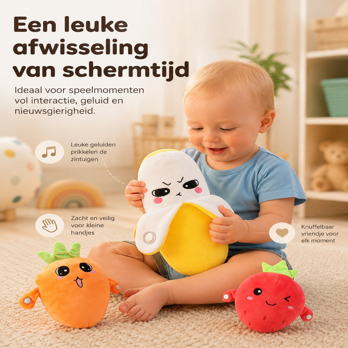 JoyTap™ Interactieve Muziekknuffel l Raak. Lach. Maak samen muziek.